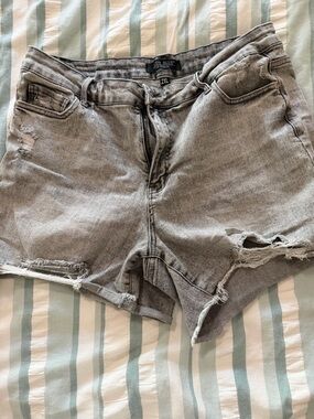 Judy Blue Distressed Grey Denim Shorts
